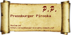 Pressburger Piroska névjegykártya